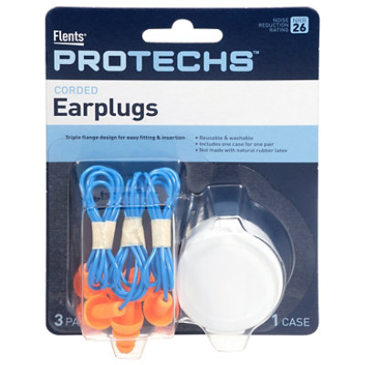 Corded Earplugs 3pr W/case - EA - Image 1