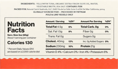 Natural Catch Yellowfin Tuna Slices Extra Virgin Olive Oil - 4.4 OZ - Image 5