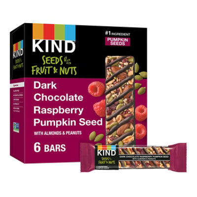 KIND Seeds Fruit & Nut Dark Chocolate Raspberry Pumpkin Seed Gluten Free Snack Bars - 6-1.4 Oz - Image 1