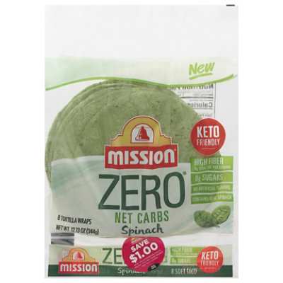 Mission Zero Net Carbs Soft Taco Spinach - 8 CT - Image 1