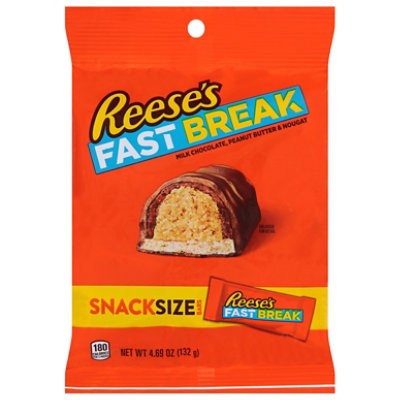 Reeses Fast Break Milk Chocolate, Peanut Butter & Nougat Snack Size Bar Peg Bag - 4.69 OZ