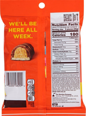 Reeses Fast Break Milk Chocolate, Peanut Butter & Nougat Snack Size Bar Peg Bag - 4.69 OZ - Image 6