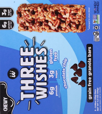 Three Wishes Granola Bar Chocolate Chip 5pk - 5 CT - Image 5