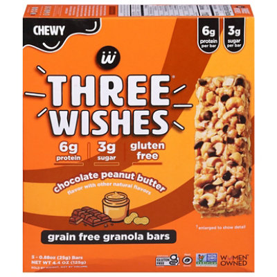 Three Wishes Granola Bar Chocolate Peanut Butter - 5 CT - Image 2
