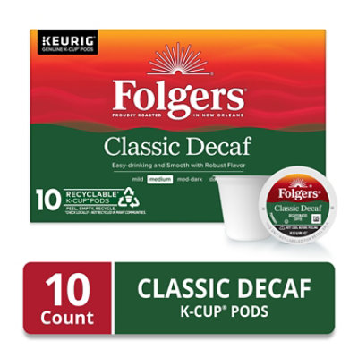 Folgers 2.40 Ounce Classic Decaf 10 Count Coffee K-cup - 10 CT - Image 1