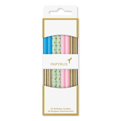 Papyrus Tall Birthday Candles Pastels and Gold 24 Count - Each - Image 4