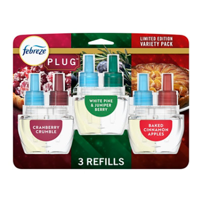 Febreze Plug Scented Oil Refills, Cranberry Crumble, Pine & Juniper, Cinnamon Apples - 3-.87 Fl. Oz. - 3-.87 FZ - Image 1