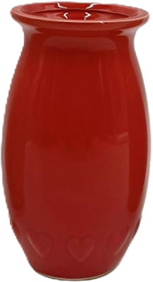 Overjoyed Boutique Embossed Heart Vase Large Red - Each - Image 1