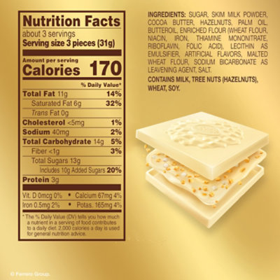 Ferrero Rocher White Hazelnut Chocolate Squares - 3.7 Oz - Image 1