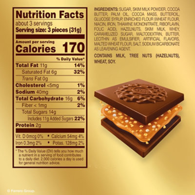 Ferrero Rocher Caramel Hazelnut Chocolate Squares - 3.7 Oz - Image 1