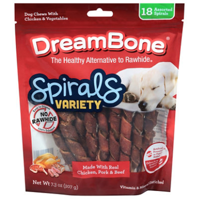 DreamBone Spirals Chicken/Pork/Beef Dog Chews Variety Pack - 18 Count - Image 1