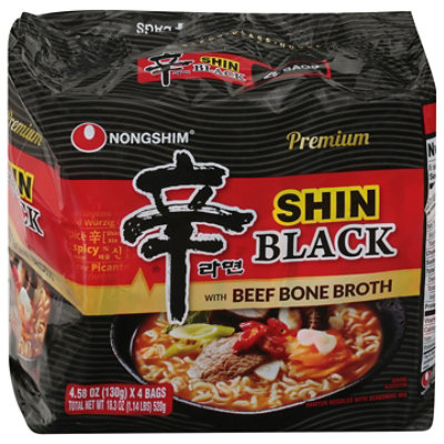Nongshim Shin Black Premium Noodle Soup - 4-4.58 Oz - Image 1
