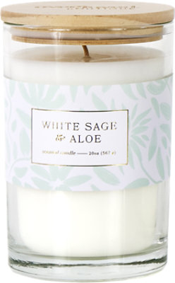 Overjoyed Boutiqe Glass Candle White Aloe & Sage - 20 Oz - Image 1