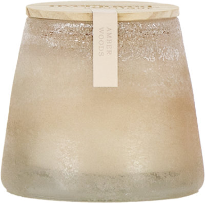 Overjoyed Boutiqe Art Glass Candle Amber Woods - 10 Oz - Image 1