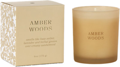 Overjoyed Boutiqe Box Candle Amber Woods - 6 Oz - Image 1