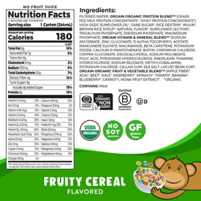 Orgain Kids Protein Organic Nutritional Shake - Fruity Cereal 8.25 Fl Oz - 8.25 FZ - Image 3