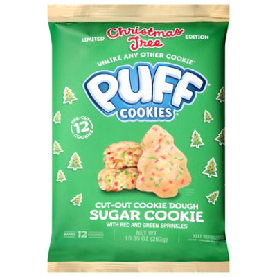 Puff Cookies Cookie Dough Cut Out Tree Sugar Cookie 10.35 Oz Christmas - 10.35OZ - Image 1