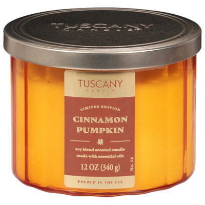 Tuscany Candle Cinnamon Pumpkin Ribbed Candle – 12 Oz - Image 1