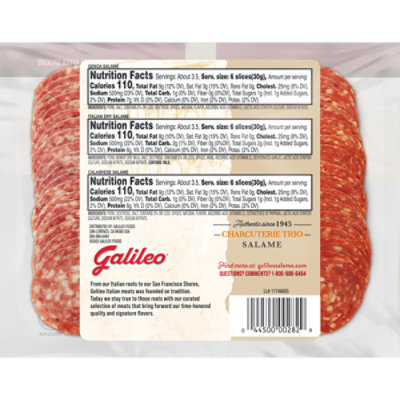 Galileo Charcuterie Trio Genoa Italian Dry Calabrese - 12 OZ - Image 2