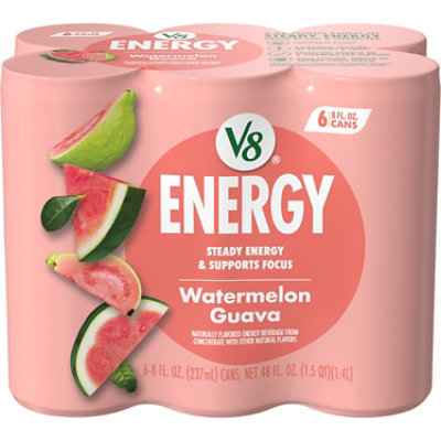 V8 Plus Energy Watermelon Guava Juice Energy Drink 8 Fl Oz Can - 48 FZ - Image 1