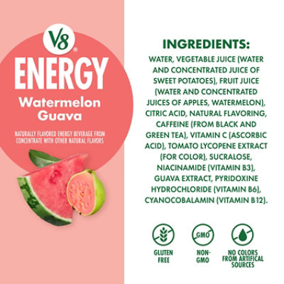 V8 Plus Energy Watermelon Guava Juice Energy Drink 8 Fl Oz Can - 48 FZ - Image 5