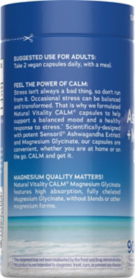 Natural Vitality Calm Magnesium Glycinate With Ashwagandha 90 Capsules - 90 CT - Image 3