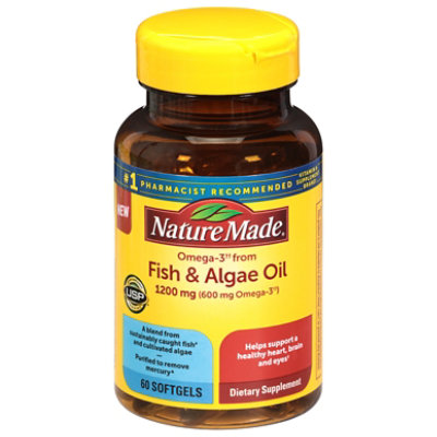 Nature Made Fish & Algae Oil Softgels 1200mg - 60 CT - Image 2