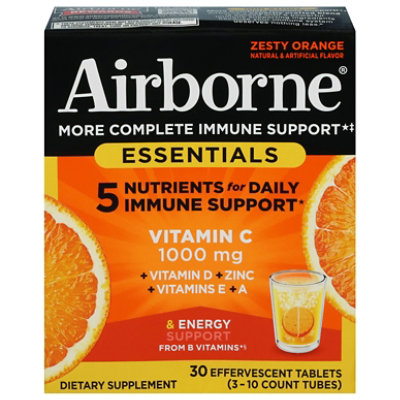 Airborne Immune Essentials Effervescent Tablets Zesty Orange - 30 CT - Image 2