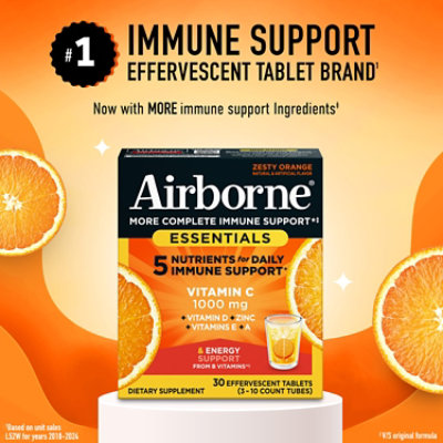 Airborne Immune Essentials Effervescent Tablets Zesty Orange - 30 CT - Image 5