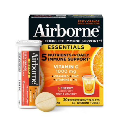 Airborne Immune Essentials Effervescent Tablets Zesty Orange - 30 CT - Image 2