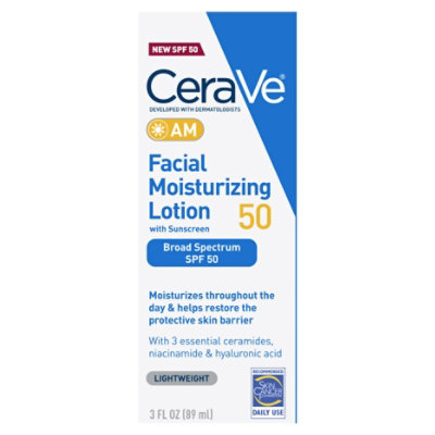 Cerave Am Facial Moisturizing Lotion Spf 50, 3oz - 3 FZ - Image 1