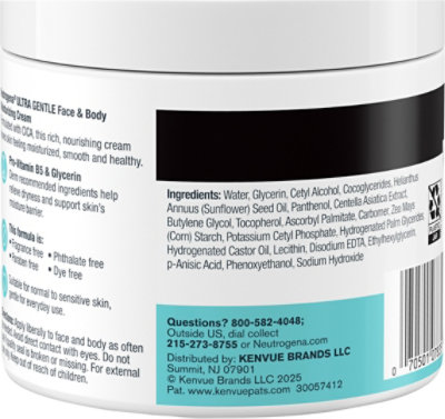 Neutrogena Ultra Gentle Face & Body Daily Moisturizing Cream, 11 Oz - 11 OZ - Image 4