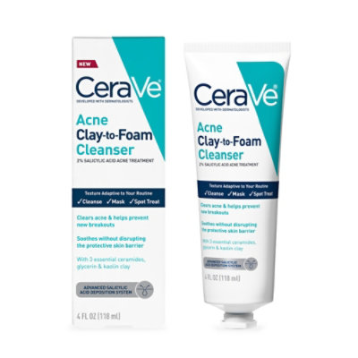 Cerave Acne Clay-to-foam Cleanser, 4 Fz - 4 FZ - Image 1