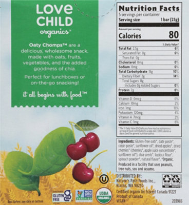 Love Child Oaty Chomps Cherry & Spinach Snack Bar 4oz - 4 OZ - Image 5