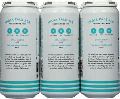 Modern Times West Coast Ipa 6-16 Oz, Cans - 6-16 FZ - Image 3