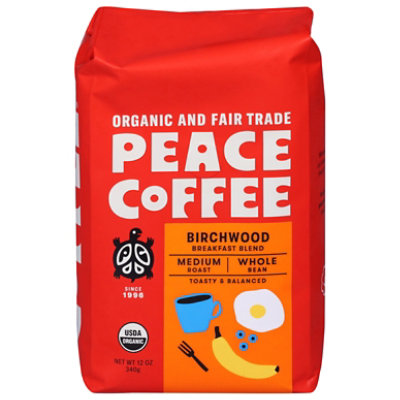 Peace Coffee Birchwood Breakfast Blend, Whole Bean - 12 OZ - Image 2