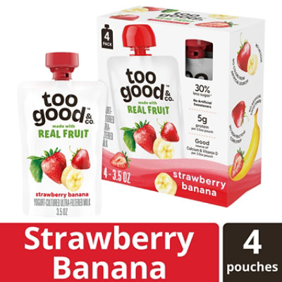 Too Good Strawberry Banana Kids Pouch, 4-3.5 Oz, 14 Oz - 4-3.5OZ - Image 1