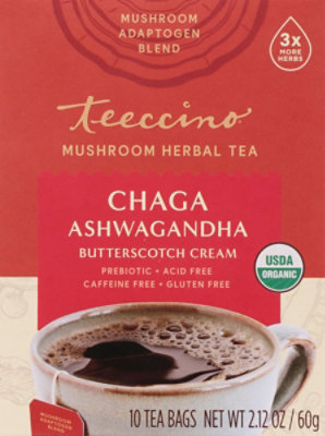 Teeccino Tea Ashwagandha Mushroom - 10 CT - Image 2