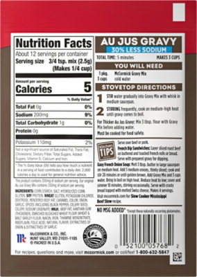 Mccormick Au Jus Gravy Seasoning Mix 30 Percent Less Sodium 1 Oz - 1 OZ - Image 5