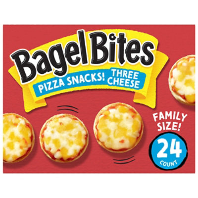 Bagel Bites Three Cheese Mini Pizza Bagel Frozen Snacks, 24 Ct Box - 18.6 OZ - Image 1