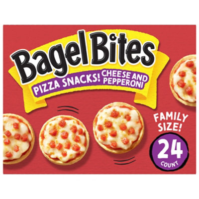 Bagel Bites Cheese & Pepperoni Mini Pizza Bagel Frozen Snacks, 24 Ct Box - 18.6 OZ - Image 1