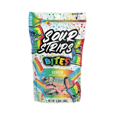 SOUR STRIPS Bites Rainbow Flavored Chewy Candy Bag - 6.35 OZ - Image 1