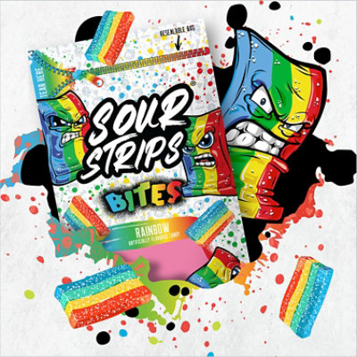 SOUR STRIPS Bites Rainbow Flavored Chewy Candy Bag - 6.35 OZ - Image 4