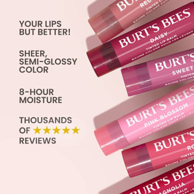 Burt's Bees Red Dahlia Tinted Lip Balm, 1-pack, 0.15 Oz - .15 OZ - Image 3