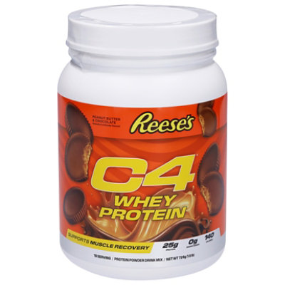 C4 Whey Protein Powder, Reese's Peanut Butter Cup Flavor, 25g of Protein, 18 Servings