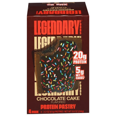Legendary Foods Protein Pastry - Chocolate Cake 4 Pack | Protein Snack | Gluten-Free| Keto Friendly