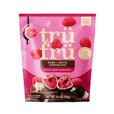 Tru Fru Raspberries In White & Dark Chocolate 3.4 Oz - 3.4 OZ - Image 1
