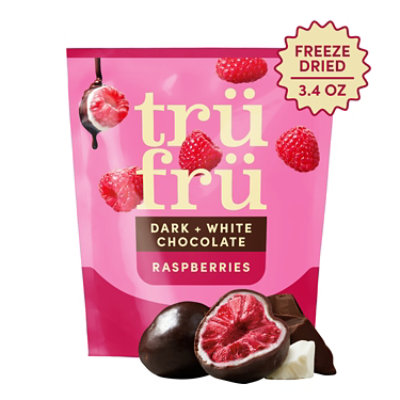Tru Fru Raspberries In White & Dark Chocolate 3.4 Oz - 3.4 OZ - Image 1