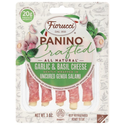 Fiorucci All Natural Garlic & Basil Cheese Uncured Genoa Crafted Panino - 3 OZ - Image 1
