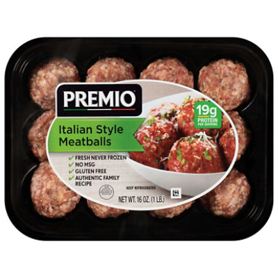 Italian Style Pork Meatballs With Mozzarella Basil & Garlic - 16 OZ - Image 1